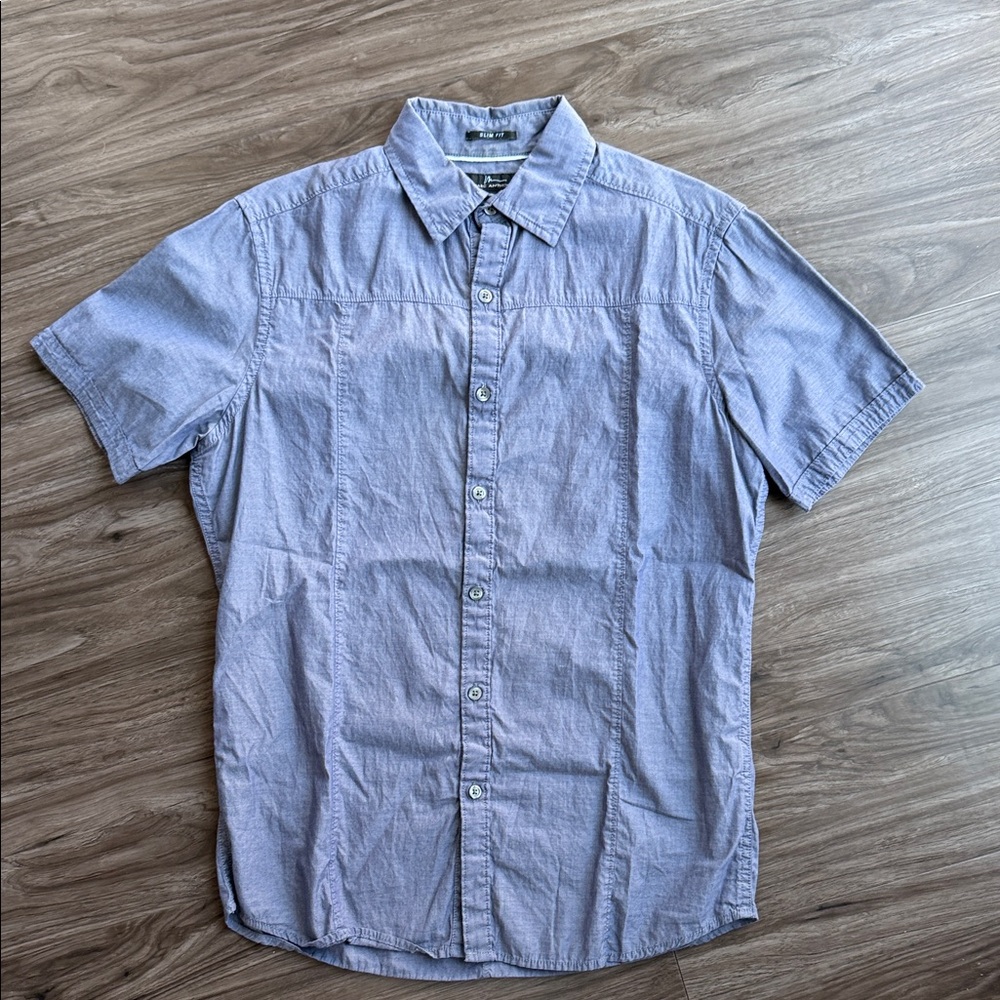 Men's Marc Anthony Blue Button Down Short Sleeve Shirt